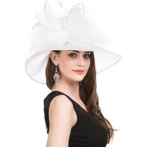 Women's Organza Church Kentucky Derby Fascinator Hat White